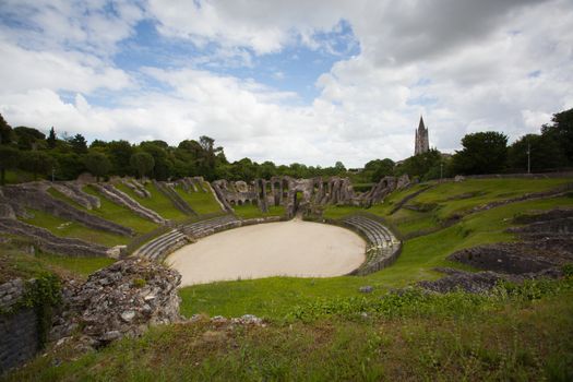 Ruins of roman amphitheater in Saintes ,France