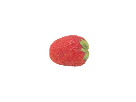 Half red ripe strawberry on a white background