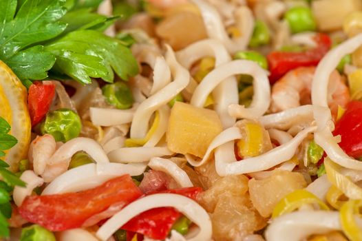 Tasty seafood salad with vegetable