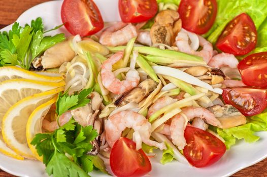 Tasty seafood salad with vegetable