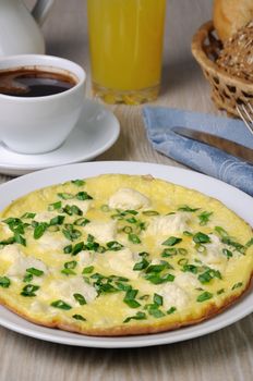 Omelet with goat cheese (Adygei cheese) and green onions