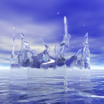 3D Illustration of splashing Fluid