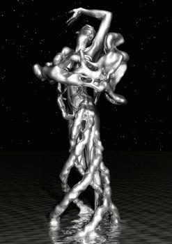 3D Illustration of a liquid Female