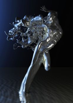 3D Illustration of a liquid Female