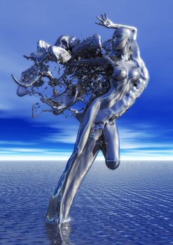 3D Illustration of a liquid Female