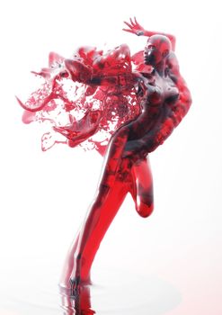 3D Illustration of a liquid Female