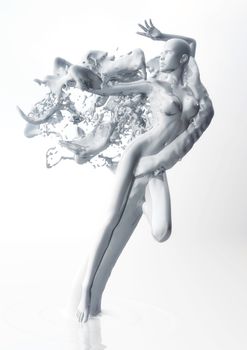 3D Illustration of a liquid Female