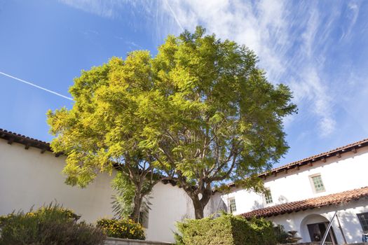 Mission San Luis Obispo de Tolosa Courtyard San Luis Obispo California.  Founded 1772 by  Father Junipero Serra.  Named for Saint Louis of Anjou