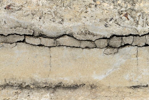 Composition of cracked concrete texture closeup background. 