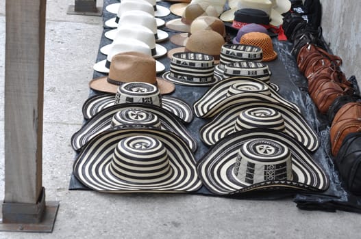 Sombreros Volteados - Typical Colombian Hats on the marketplace, Cartagena, Colombia