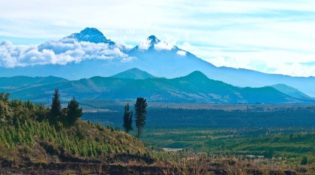Ilinizas, Andes. Ecuador.  Ilinizas Nature Reserve. Los Ilinizas - these 2 volcanos: Iliniza Sur at 5263m and Iliniza Norte at 5126m