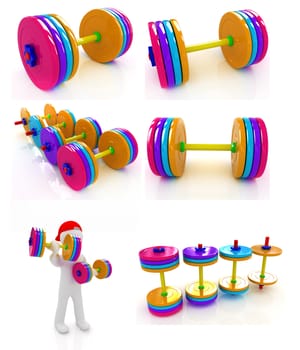 Dumbbells set on a white background