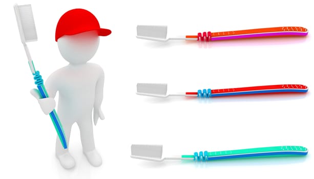 Toothbrush set on a white background