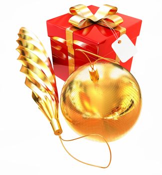 Bright christmas gifts on a white background