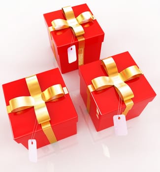 Bright christmas gifts on a white background