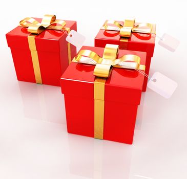 Bright christmas gifts on a white background