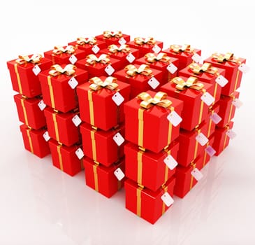 Bright christmas gifts on a white background