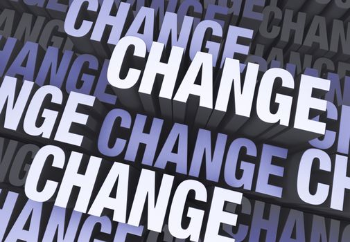 A blue gray background filled with the word "CHANGE" repeated many times a different depths.