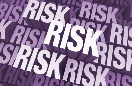 Background filled with the word "RISK" at various heights.