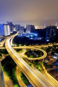 HongKong downtown traffic light trails