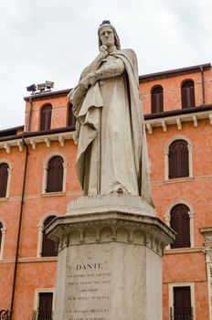 Monument for Dante Alighieri at the Piazza dei Signori in Verona, Italy