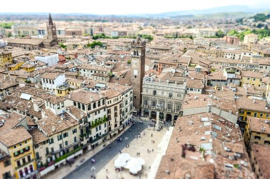 View over Piazza delle Erbe (Market's square), Verona, Italy