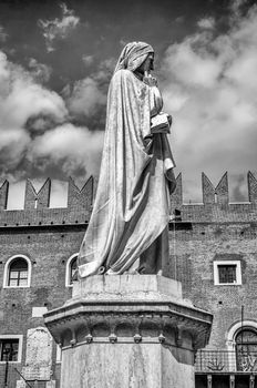 Monument for Dante Alighieri at the Piazza dei Signori in Verona, Italy