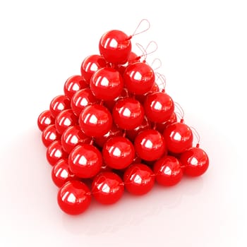 Traditional Christmas toys on a reflective background 