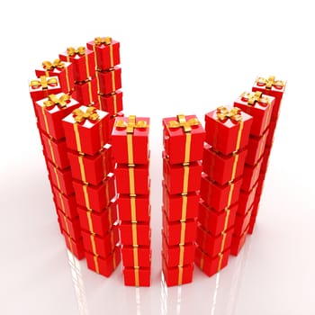 Bright christmas gifts on a white background 