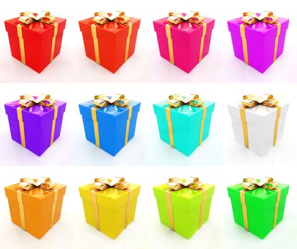 Bright christmas gifts on a white background 