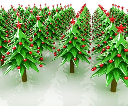 Christmas trees on a white background 