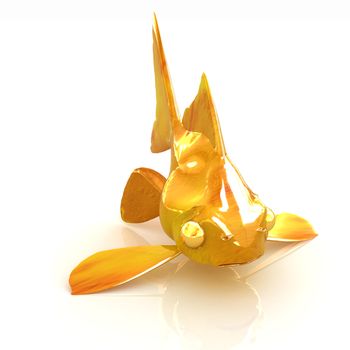 Gold fish on a white background
