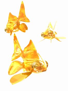 Gold fishes. Isolation on a white background 