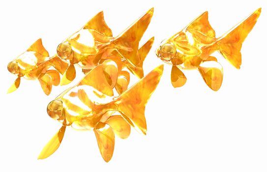 Gold fishes. Isolation on a white background 