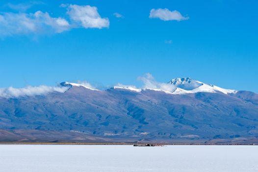 Salinas Grandes on Argentina Andes is a salt desert in the Jujuy Province. It is of industrial importance for its sodium and potassium mines. Salar de Uyuni is also located in the same region