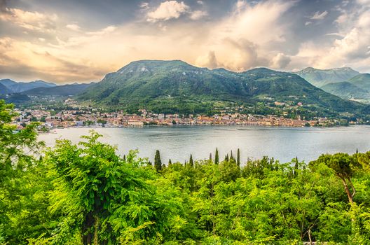 Panoramic View over the Town of Salo, on the Lake Garda, Brescia, Italy