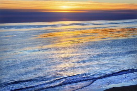 Ellwood Mesa Coastline Pacific Oecan Orange Sunset Goleta California 