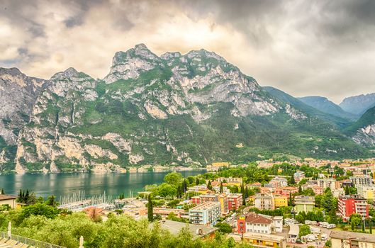 Aerial View of Riva del Garda, Northern Lake Garda, Trento, Italy