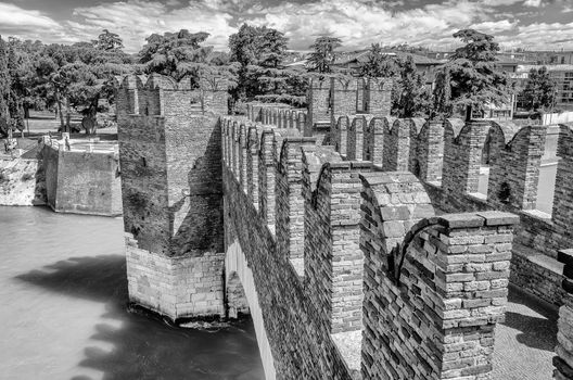 Scaliger Bridge at the Castelvecchio Castle in Verona, Italy