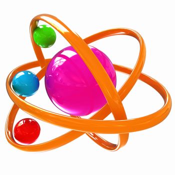 3d atom isolated on white background 