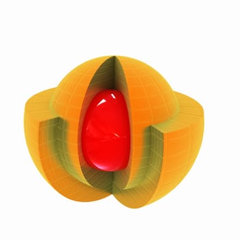 3d atom isolated on white background. Abstract model