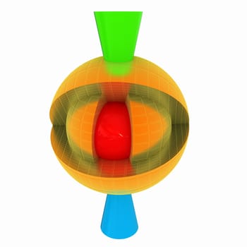 3d atom isolated on white background. Abstract model