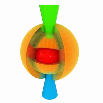 3d atom isolated on white background. Abstract model
