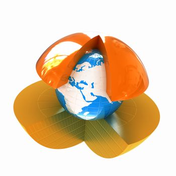 Abstract globe symbol, isolated icon, business concept 