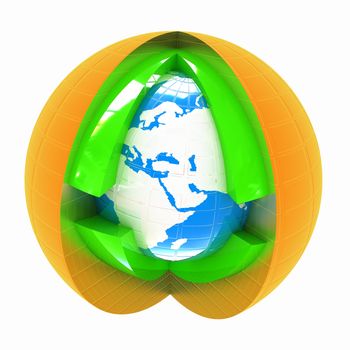 Abstract globe symbol, isolated icon, business concept 