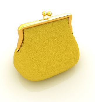 Leather purse on a white background