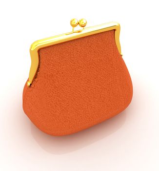 Leather purse on a white background