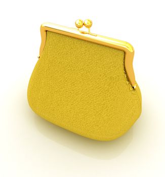 Leather purse on a white background