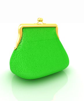 Leather purse on a white background