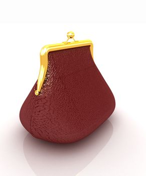 Leather purse on a white background